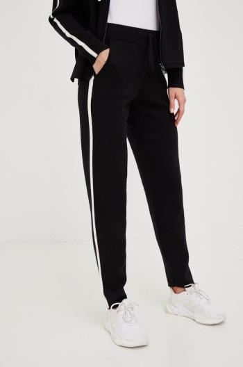 Kalhoty Deha dámské, černá barva, jednoduché, high waist