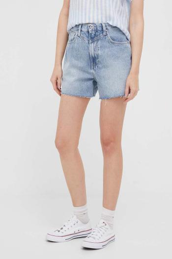 Džínové šortky Pepe Jeans RACHEL dámské, hladké, high waist