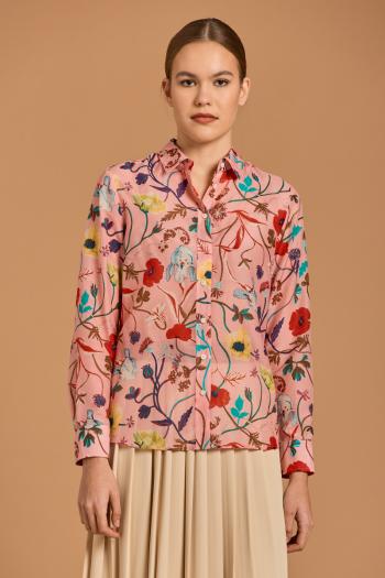 KOŠILE GANT D2. REG WILD FLORAL COT SILK SHIRT růžová 36