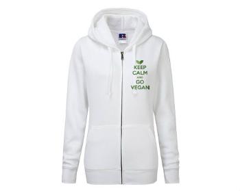 Dámská mikina na zip Keep calm and Go Vegan