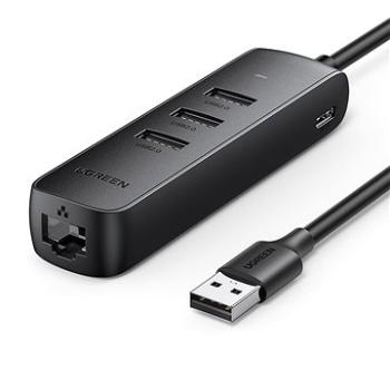 UGREEN USB 2.0 to 3×USB 2.0+RJ45 (100Mbps) Ethernet Adapter (Black) (20984)