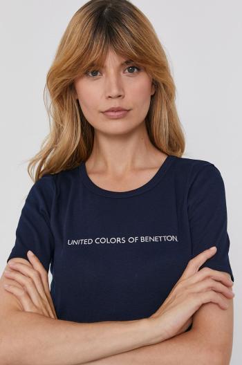 Bavlněné tričko United Colors of Benetton tmavomodrá barva