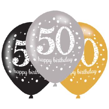 Amscan Latexové balonky 50. narozeniny - 6 ks
