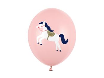 PartyDeco Latexový balón - Koník pastelová růžová