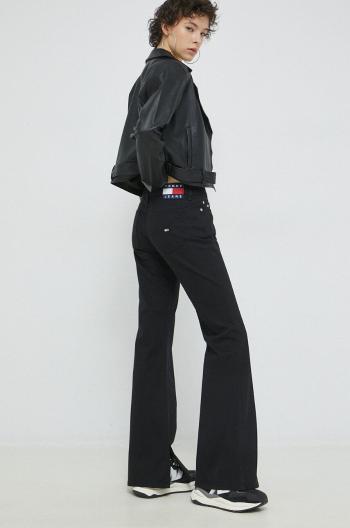 Džíny Tommy Jeans Sophie dámské, černá barva, high waist