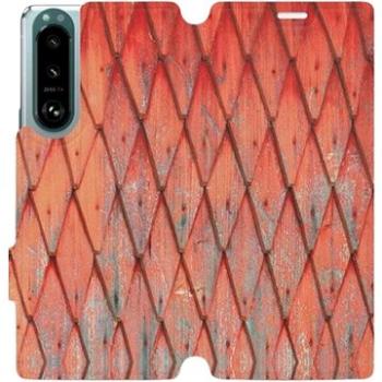 Flip pouzdro na mobil Sony Xperia 5 III - MK01S Oranžový vzor dřeva (5903516744893)