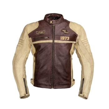 Pánská kožená moto bunda W-TEC Retro Barva černo-hnědo-béžová, Velikost 4XL