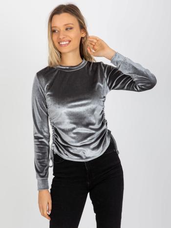 ŠEDÁ SAMETOVÁ HALENKA S ŘASENÍM -LK-BZ-509033.36P-GREY Velikost: S/M