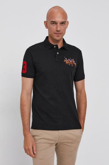 Polo tričko Polo Ralph Lauren pánské, černá barva, s aplikací