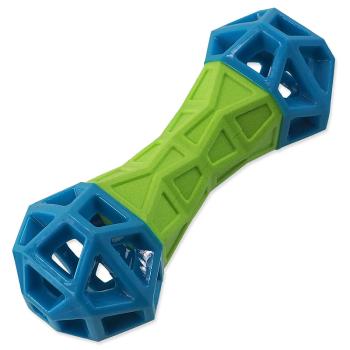Hračka DOG FANTASY Kost s geometrickými obrazci pískací zeleno-modrá 18 cm