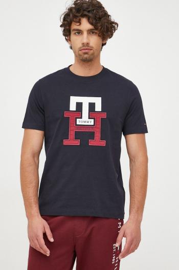 Bavlněné tričko Tommy Hilfiger tmavomodrá barva, s aplikací