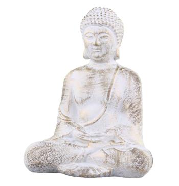 Bílo - zlatá antik dekorace socha Buddha Vittel - 23*17*28cm 39070519 (39705-19)