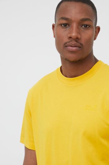 Bavlněné tričko Jack Wolfskin žlutá barva, s aplikací