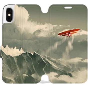 Flipové pouzdro na mobil Apple iPhone X - MA03P Oranžové letadlo v horách (5903226147229)