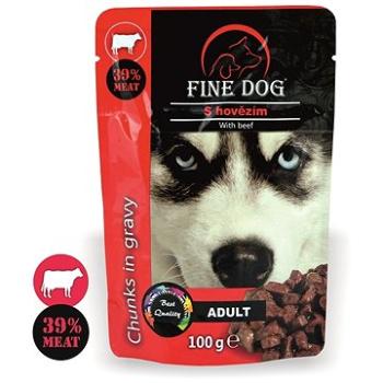 FINE DOG kapsička Adult HOVĚZÍ v omáčce 22 × 100g (8595657302932)