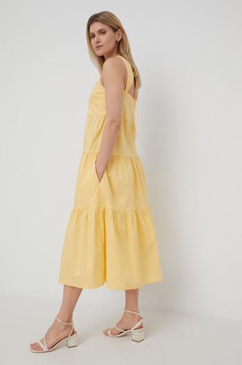 Bavlněné šaty Patrizia Pepe žlutá barva, midi, áčková