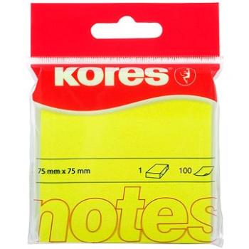 KORES 75 x 75 mm, 100 lístků, žlutý neon (47076)