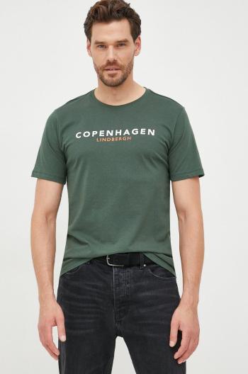 Bavlněné tričko Lindbergh zelená barva, s potiskem