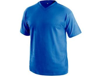 Tričko s krátkým rukávem DALTON, výstřih do V, středně modrá, vel. 2XL