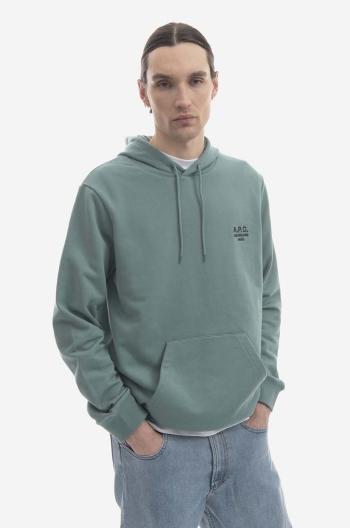 Bavlněná mikina A.P.C. Marvin Hoodie COEZD-H27733 BLACK pánská, černá barva, s kapucí, aplikací