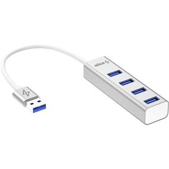 AlzaPower AluCore USB-A (M) na 4× USB-A (F) stříbná (APW-HAA4A1S)