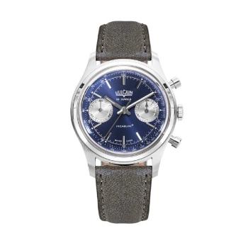 Vulcain Chronograph 70's - Blue - Grey Leather