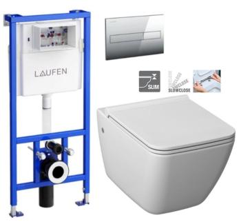 LAUFEN Rámový podomítkový modul CW1 SET s chromovým tlačítkem + WC JIKA PURE + SEDÁTKO SLOWCLOSE H8946600000001CR PU2