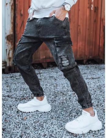 Pánské džínsové jogger kalhoty tmavě šedé MEN