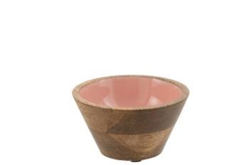 Dřevěná miska s růžovým vnitřkem Enamell small - ∅ 10*5,5cm 1638