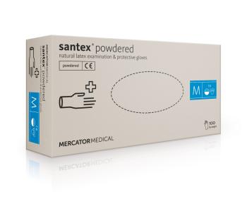 SANTEX POWDERED – Latexové pudrované rukavice tělové, 100 ks, S