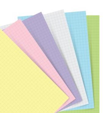 Filofax náplň, Osobní, papír čtverečkovaný, mix barev pastel (6 barev)