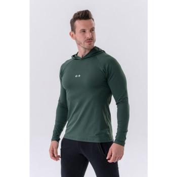 Pánské tričko Long-Sleeve Hoodie Dark Green XL - NEBBIA