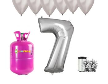HeliumKing Helium párty set na 7. narozeniny se stříbrnými balónky