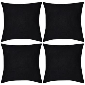 4 černé povlaky na polštářky bavlna 40 × 40 cm