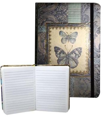 Ivana Kohoutová zápisník s gumičkou 95 x 140 mm zlatý s 2 motýli