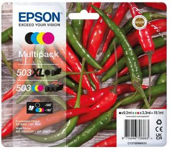 EPSON ink bar Multipack "Chilli" 4-colours 503XL Black / 503 CMY Ink, ČB 550, BAR 165 stran
