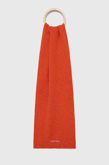 Šátek se směsí kašmíru Calvin Klein oranžová barva, hladký