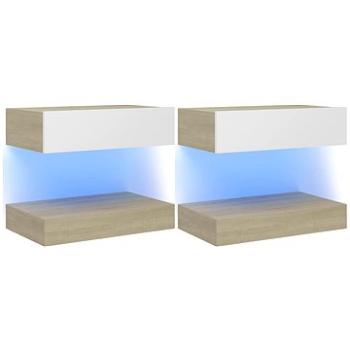 SHUMEE s LED osvětlením 2 ks bílé a dub sonoma 60 × 35 cm  (804276)
