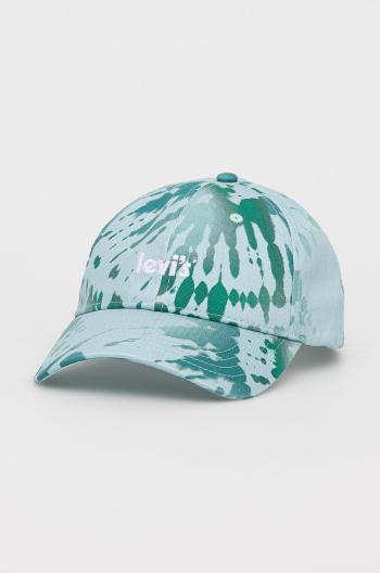 Bavlněná čepice Levi's tyrkysová barva, vzorovaná