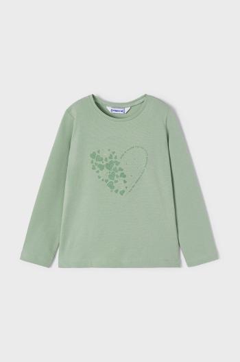 Dětská bavlněná košile s dlouhým rukávem Mayoral zelená barva