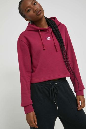 Mikina adidas Originals dámská, fialová barva, s kapucí, s aplikací