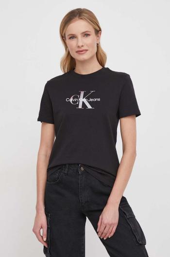 Bavlněné tričko Calvin Klein Jeans černá barva, J20J223264