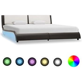Rám postele s LED světlem šedý a bílý umělá kůže 160x200 cm (280370)