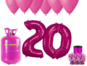 HeliumKing Helium párty set na 20. narozeniny s růžovými balónky