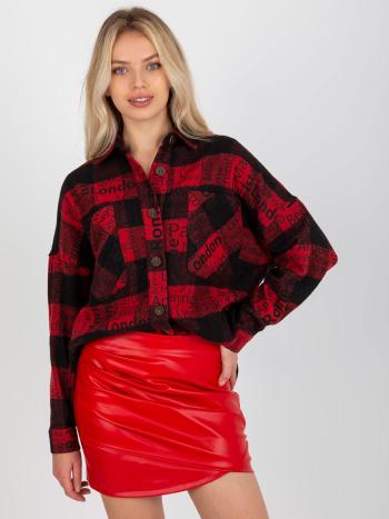 ČERNO-ČERVENÁ KOSTKOVANÁ KOŠILE S NÁPISY DN-KS-3990.95P-BLACK-RED Velikost: S