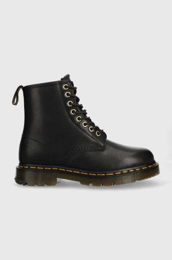 Kožené workery Dr. Martens 1460 dámské, černá barva, na plochém podpatku, zateplené