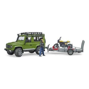 Bruder Land Rover s přívěsem, motorkou a figurkou měřítko: 1:16