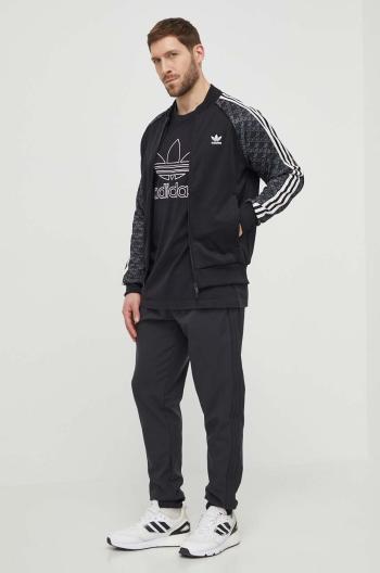 Mikina adidas Originals pánská, černá barva, vzorovaná, IS2939