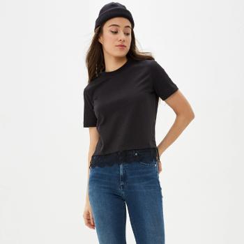 Calvin Klein dámské černé tričko s krajkou - S (BAE)