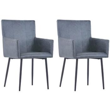 Jídelní židle s područkami 2 ks šedé umělá broušená kůže (281839)